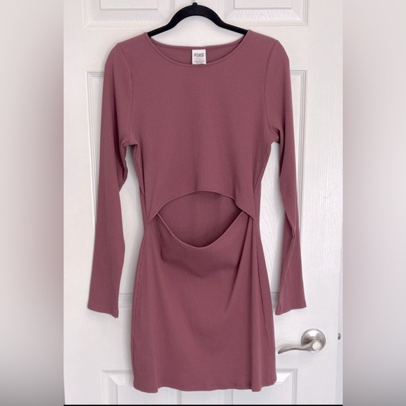Victoria’s Secret PINK Long Sleeve Ribbed Cut Out Dress NWT Size XL - Picture 2 of 7